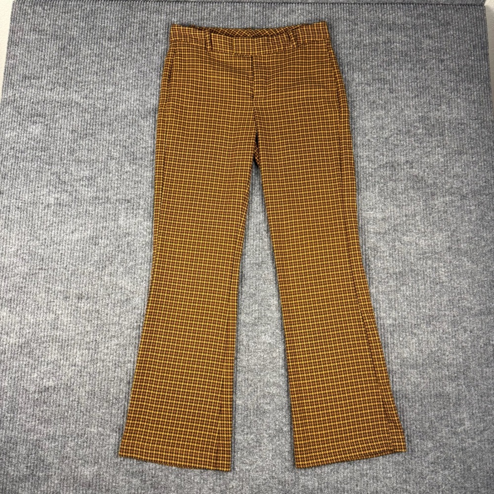 Free People Jana Flare Trousers Womens 8 Houndstooth High Rise Straight Leg Boho